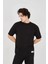 Jakar Kumaş Rahat Kol T-Shirt - Siyah 1