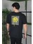 Bisiklet Yaka Baskılı Oversize T-Shirt - Siyah 3