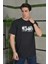 Bisiklet Yaka Baskılı Oversize T-Shirt - Siyah 1
