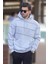 Karmelanj Kapüşonlu Cep Detaylı Çizgili Erkek Sweatshirt 7063 2