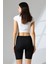 Yüksek Bel Toparlayıcı Spor Şort Tayt 21838 Siyah 4
