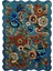 Shape Koleksiyonu Mavi Tema Floral Çok Renkli Çiçek Desenli Kreatif Modern Dekoratif Halı 15 1