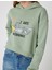 Oversize Crop Sweatshirt Kapüşonlu Kedi Baskılı 5