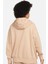 Sportswear Phoenix Fleece Oversized Hoodie Full Zip Bol Kesim Kapüşonlu Kadın Sweatshirt Bej 2