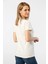 WT-Shirt Milano Kadın Kısa Kollu V Yaka Basic T-Shirt-Bej 3