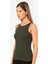 3403 Kadın Halter Yaka Fitilli Atlet T-Shirt-Haki 1