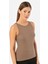 3403 Kadın Halter Yaka Fitilli Atlet T-Shirt-Kahve 1
