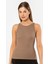 3403 Kadın Halter Yaka Fitilli Atlet T-Shirt-Kahve 3