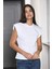 3401 Kadın Vatka Görünümlü T-Shirt-Beyaz 1