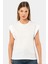3401 Kadın Vatka Görünümlü T-Shirt-Beyaz 2