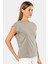 3401 Kadın Vatka Görünümlü T-Shirt-Gri 1