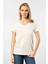 WT-Shirt Venice Kadın Kısa Kollu V Yaka Basic T-Shirt-Bej 1