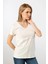 WT-Shirt Venice Kadın Kısa Kollu V Yaka Basic T-Shirt-Bej 3