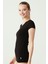 66004 Kadın Modal Kısa Kollu V Yaka T-Shirt-Siyah 3