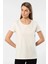 WT-Shirt London Kadın Kısa Kollu Bisiklet Yaka Basic T-Shirt-Bej 1