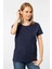 WT-Shirt London Kadın Kısa Kollu Bisiklet Yaka Basic T-Shirt-Lacivert 1