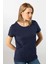 WT-Shirt London Kadın Kısa Kollu Bisiklet Yaka Basic T-Shirt-Lacivert 3