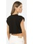 3402 Kadın Vatka Görünümlü Crop T-Shirt-Siyah 4