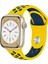 Apple Watch 38MM / 40MM/ 41 mm (Seriler /se ile Uyumlu) Delikli Spor Silikon Kordon Sarı Lacivert 1