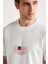 Manuel Erkek Pamuklu Baskı ve Nakış Detaylı Bisiklet Yaka Kısa Kollu Beyaz T-Shirt 2