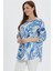 Büyük Beden Yanları Yırtmaçlı Soyut Desen Bluz 1