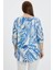 Büyük Beden Yanları Yırtmaçlı Soyut Desen Bluz 5