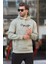 Çağla Yeşili Baskılı Kapşonlu Cep Detaylı Erkek Sweatshirt 7075 2