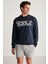 Darian Erkek Sport Baskılı içi Polarsız Mevsimlik Lacivert Sweatshirt 1