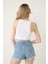 Kadın Halter Yaka Kolsuz Karyoka Dikiş Fitilli Beyaz Crop Top Body Bluz 5