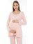 MYRA9706 Dantelli Emzirme Hamile Pijama Takımı -Pembe 4