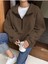 Kadın Kahve Fulfilling Life Baskılı Oversize Yarım Fermuarlı Yumuşak Dokulu Peluş Sweatshirt 1