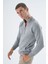 Erkek Gri Dik Yaka Fermuarlı Düz Cepli Yün Triko Örme Hırka TRIST-5335 5