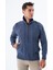Erkek Indigo Yakası Kürklü Saç Örgü Yürütme Fermuarlı Cepli Yün Triko Örme Hırka TRIST-5329 1