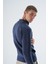 Erkek Lacivert Dik Yaka Fermuarlı Düz Cepli Yün Triko Örme Hırka TRIST-5335 4