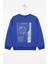 Ön Arka Dijital Baskı Detaylı Saks Renk Erkek Çocuk Sweatshirt 2