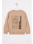 Ön Arka Dijital Baskı Detaylı Camel Renk Erkek Çocuk Sweatshirt 2