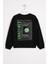 Ön Arka Dijital Baskı Detaylı Siyah Renk Erkek Çocuk Sweatshirt 3