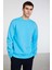 Travis Erkek Yumuşacık Kumaşlı Regular Fit Yuvarlak yakalı Turkuaz Sweatshirt 1