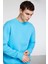 Travis Erkek Yumuşacık Kumaşlı Regular Fit Yuvarlak yakalı Turkuaz Sweatshirt 2
