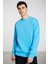 Travis Erkek Yumuşacık Kumaşlı Regular Fit Yuvarlak yakalı Turkuaz Sweatshirt 3