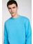 Travis Erkek Yumuşacık Kumaşlı Regular Fit Yuvarlak yakalı Turkuaz Sweatshirt 4