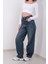 Kadın Arkası Kemer Toka Detaylı Baggy Jean - Orta Ton Tinli Yıkamalı 4