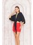 Kadın Siyah Önden Bağlamalı Crop Kimono DM7004 1
