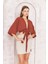Kadın Kiremit Rengi Önden Bağlamalı Crop Kimono DM7004 1
