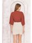 Kadın Kiremit Rengi Önden Bağlamalı Crop Kimono DM7004 5