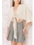 Kadın Bej Önden Bağlamalı Crop Kimono DM7004 4