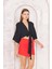 Kadın Siyah Önden Bağlamalı Crop Kimono DM7004 4