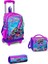 Kids Pembe Mor Kaplumbağa Desenli Üç Bölmeli Çekçekli Okul 3'lü Çanta Seti 3SET23956 1