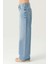 Kadın Wideleg Jean Pantolon Açık Mavi Normal Bel Düğmeli C 4530-207 Günlük Stil 3