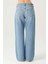 Kadın Wideleg Jean Pantolon Açık Mavi Normal Bel Düğmeli C 4530-207 Günlük Stil 4